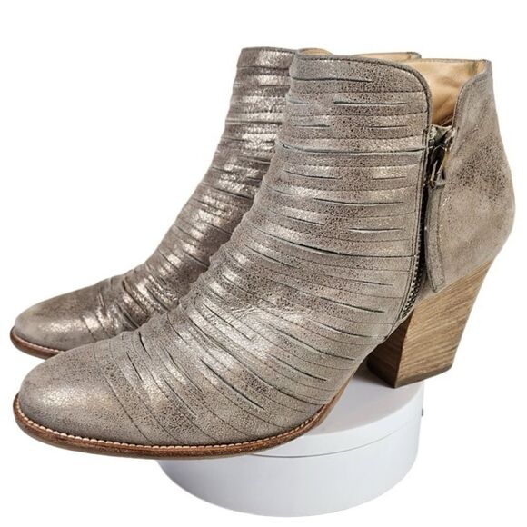 PAUL GREEN- Malibu Sliced Metallic Zip Bootie Chunky Nubuck Smoke, EU 6/ US 8.5 - Picture 12 of 13